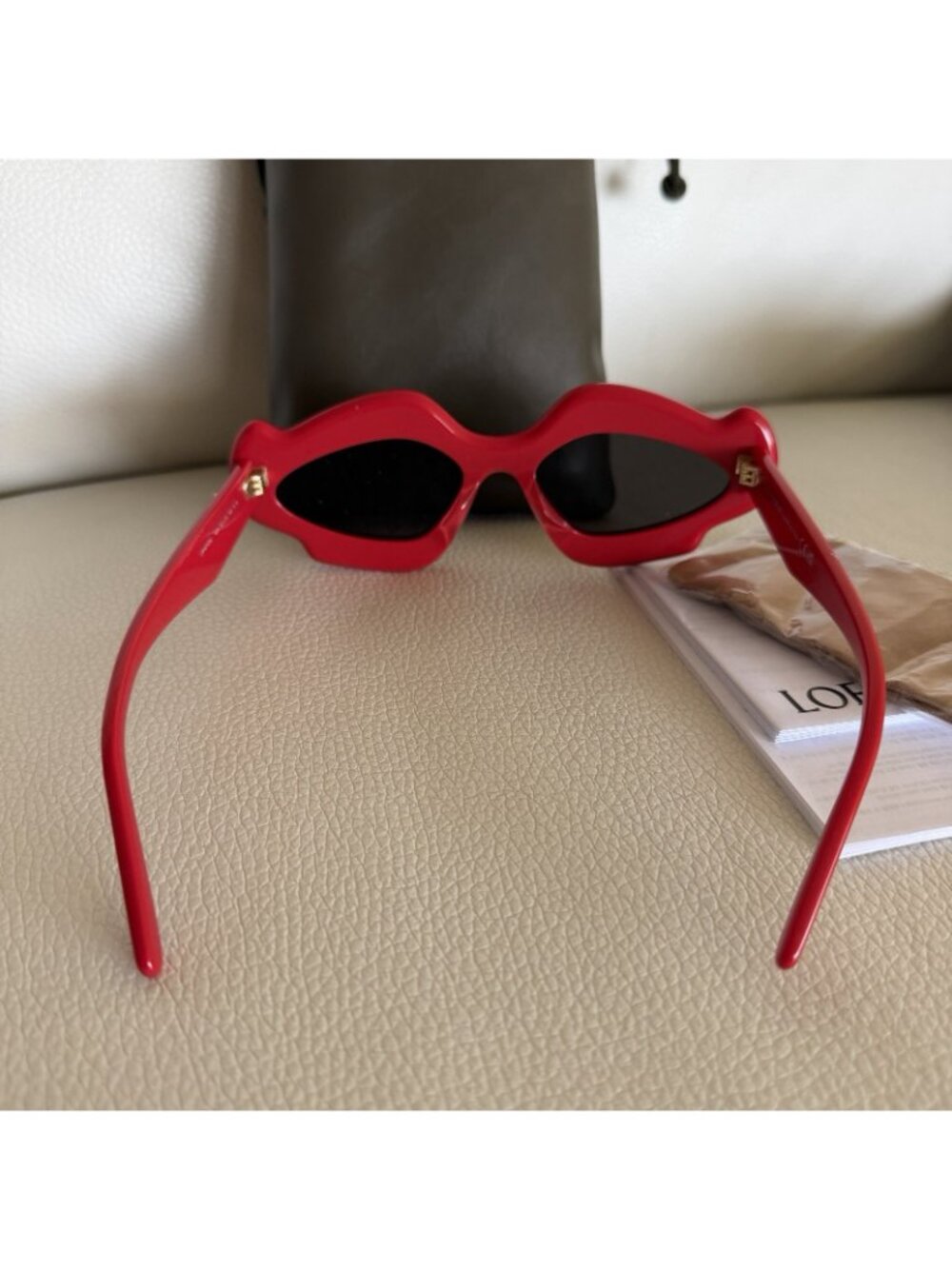 NEW LOEWE Sunglasses Oval Flame Red Acetate 100% Authentic - Picture 5 of 10